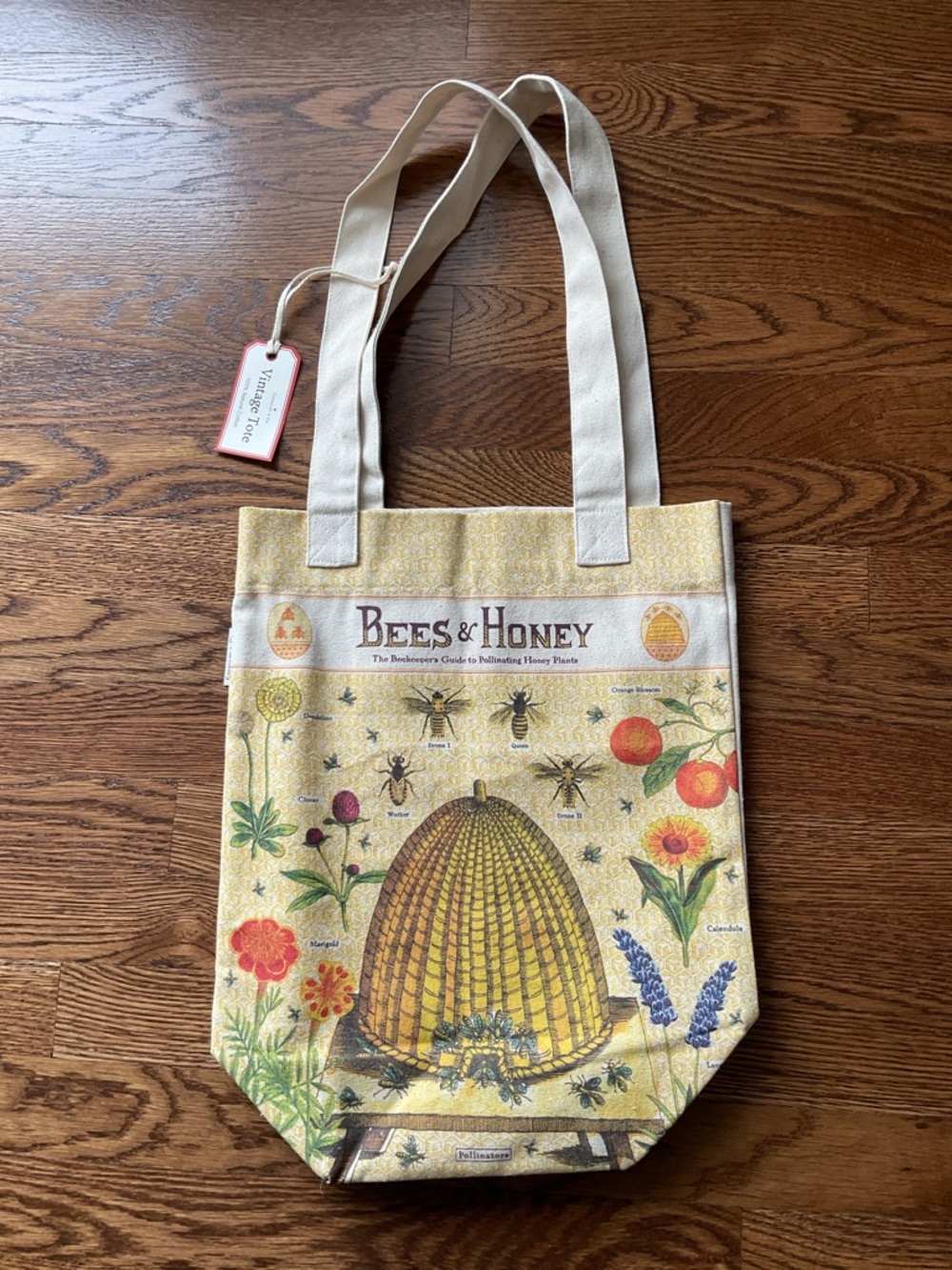 Vintage Bees & Honey Canvas Tote